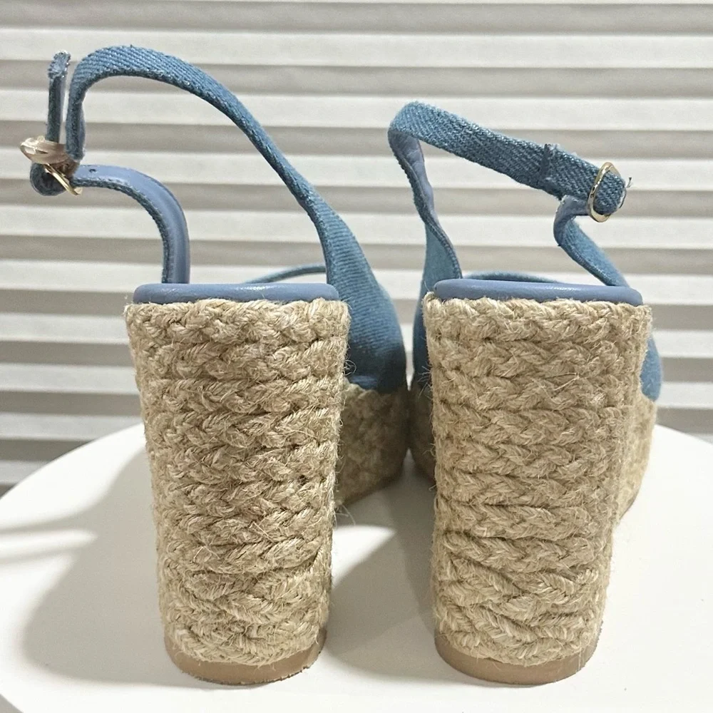 🌹STUART WEITZMAN🌹 Peep Toe Espadrille Wedge Sandals Size: 8B